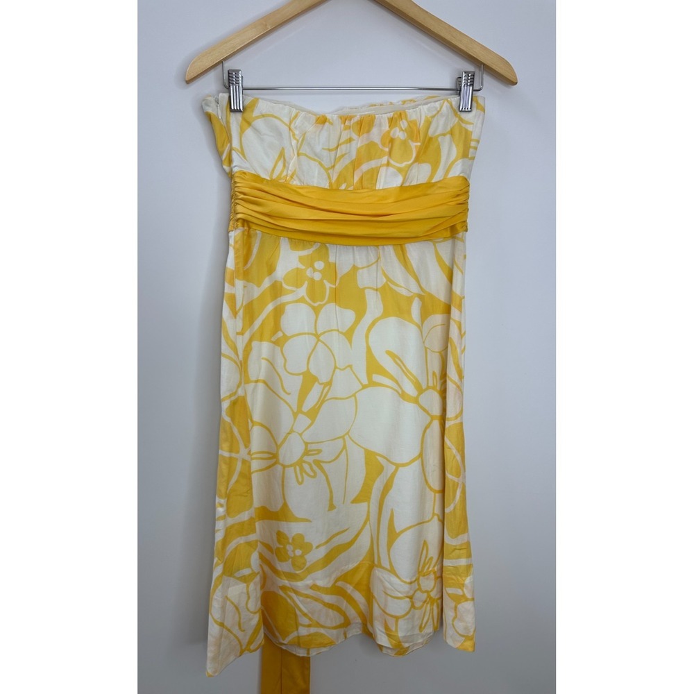 NEW The Limited Y2K Cotton Silk Floral Strapless Tube Dress Size 6 Babydoll Sash - Picture 5 of 16